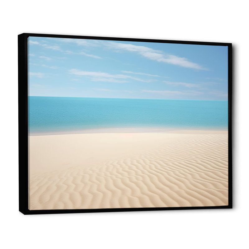Coastal Hush Dreaming Beach Sand - impressions sur toile côtières, H 12 po x l 20 po x P 1 po, Cadre flottant noir