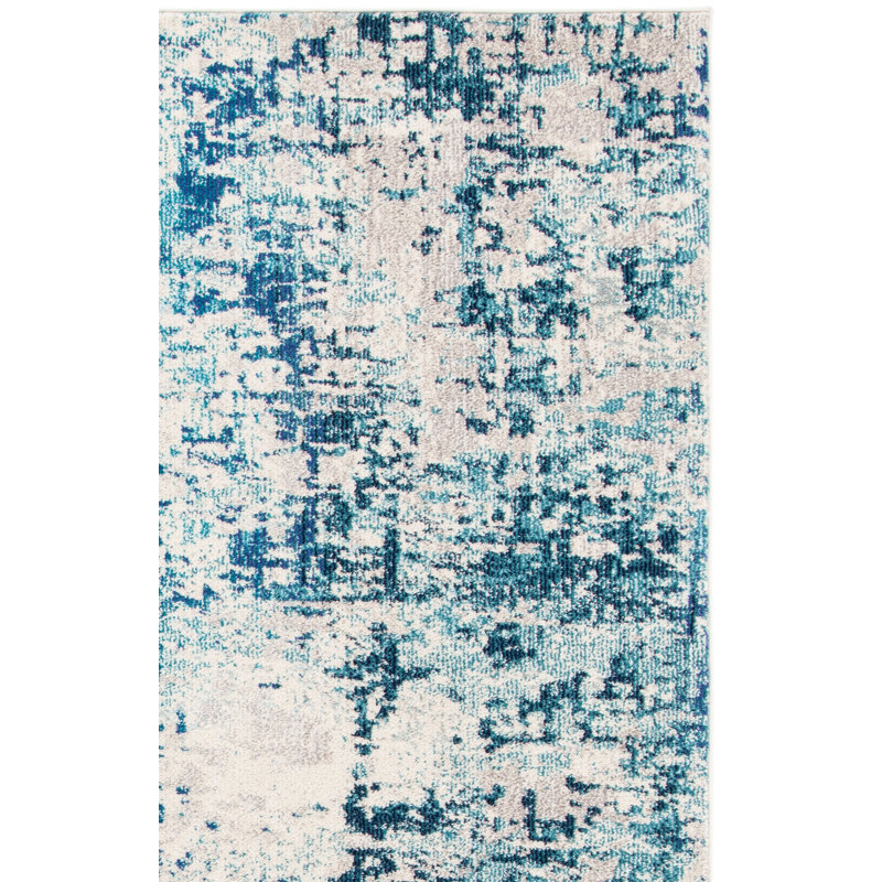Tapis gris / bleu Gammage, Carré 3 pi, Grey/Blue