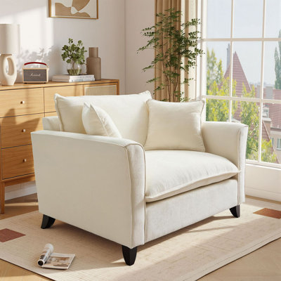 47.1" Chenille Single Sofa Chair Upholstered Comfy Armchair Oversized Deep Seat Cloud Accent Chair With Pillows by Mercer41