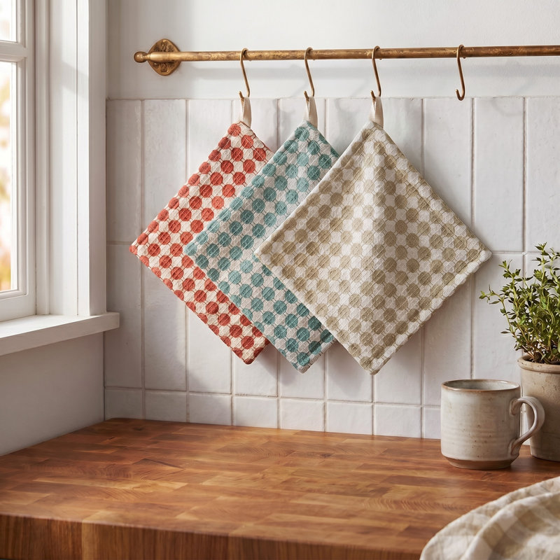 Trio de chiffons en coton Waffle Weave