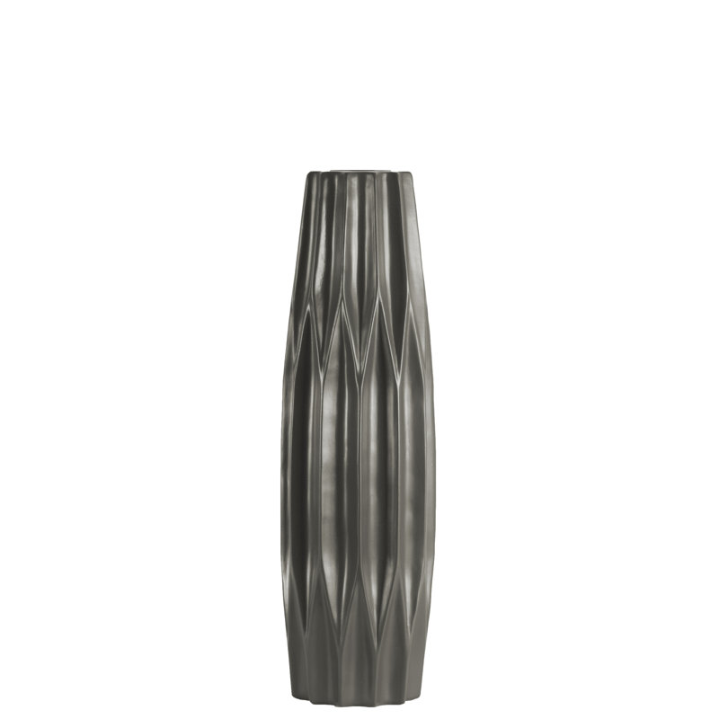 Vase de plancher d’intérieur en céramique merrionette, H 18 po x l 5,25 po x P 5,25 po, Taupe