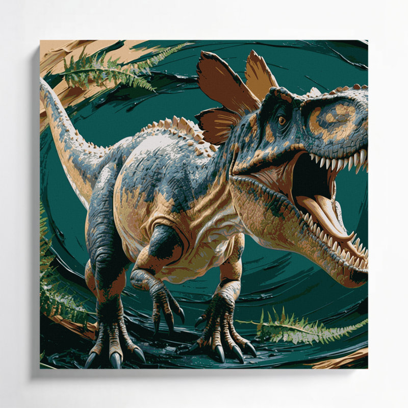 «Dinosaur Dilophosaurus Green», art mural sur toile, H 16 po x l 16 po