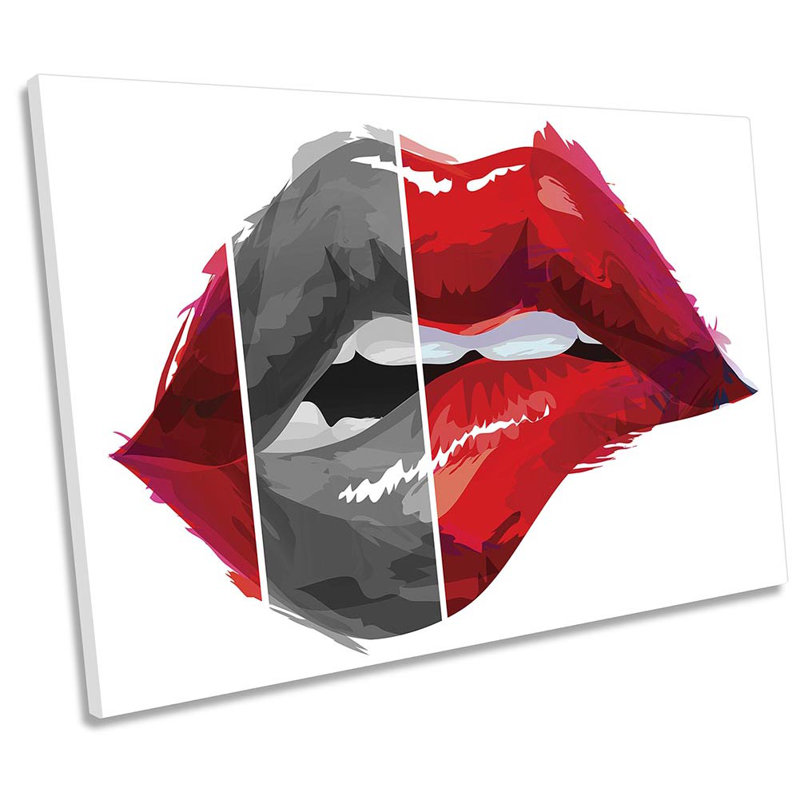 Fashion Lips Stripe - Wrapped Canvas Print, 30.5cm H x 45.7cm W x 2cm D