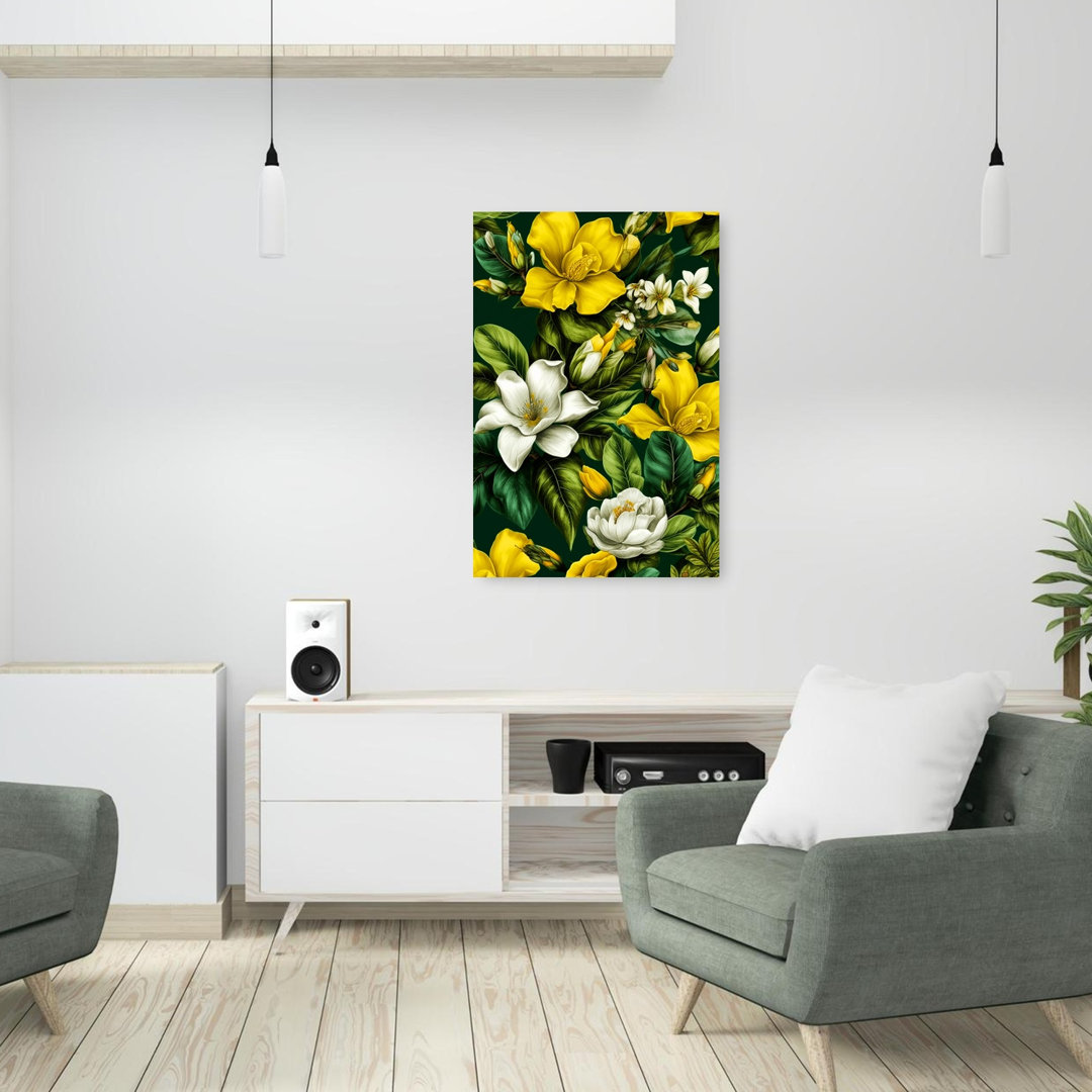 Lush Tropical Blooms Vibrant Abstract Nature Tropical Wall Art Print