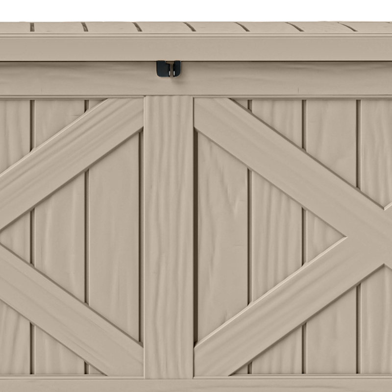 Yitahome 120 Gallon Water Resistant Resin Lockable Deck Box, Taupe