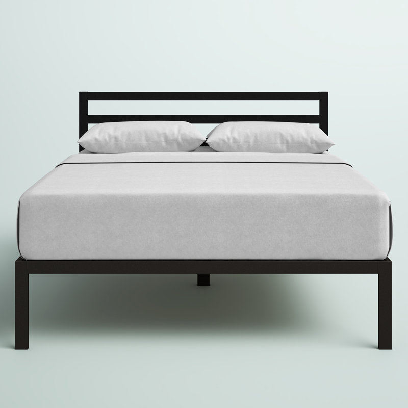 Santrell 14" Contemporary Modern Metal Platform Bed, Queen