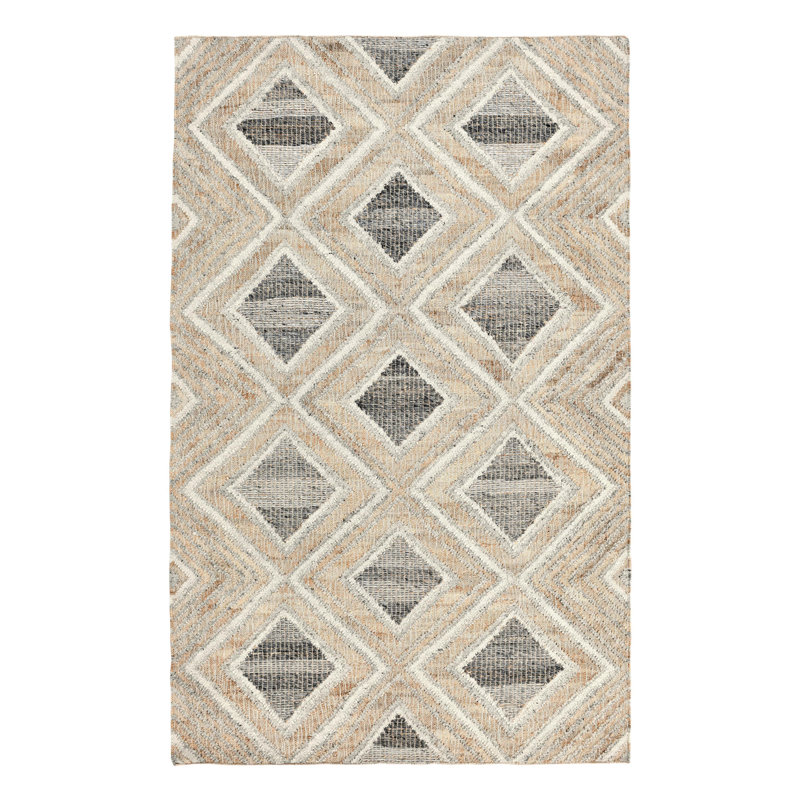 Geometric Area Rug in Natural/Gray, Rectangle 2' x 3'