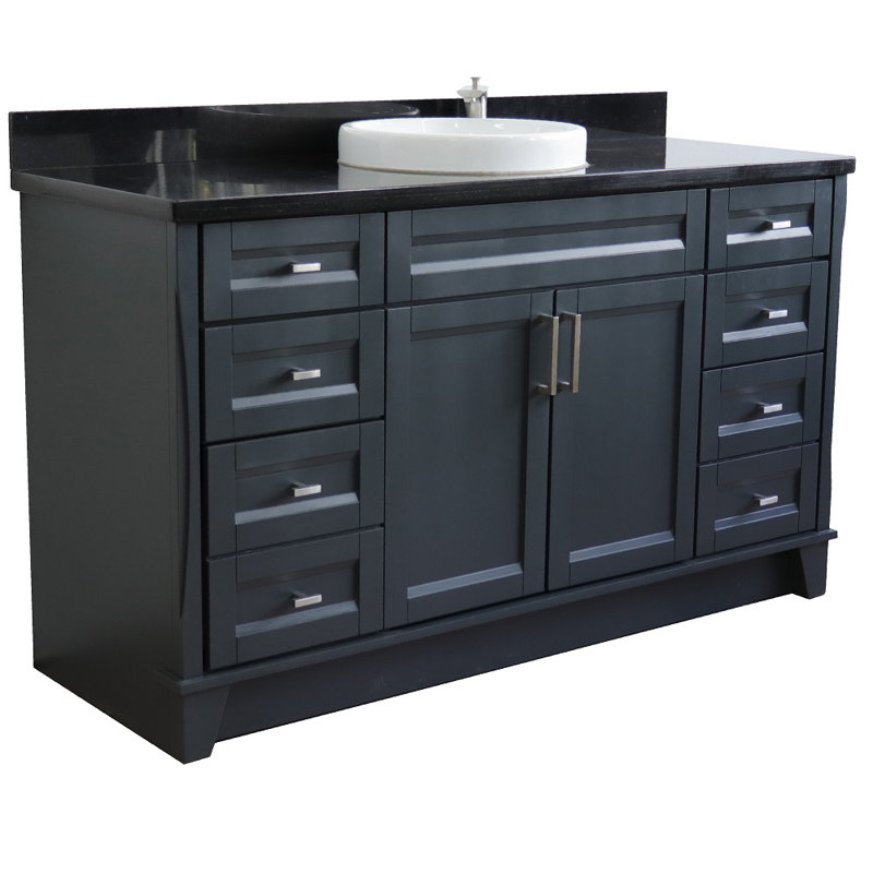 Ensemble de meuble-lavabo simple 61 po Strattenburg, Granite noir Galaxy