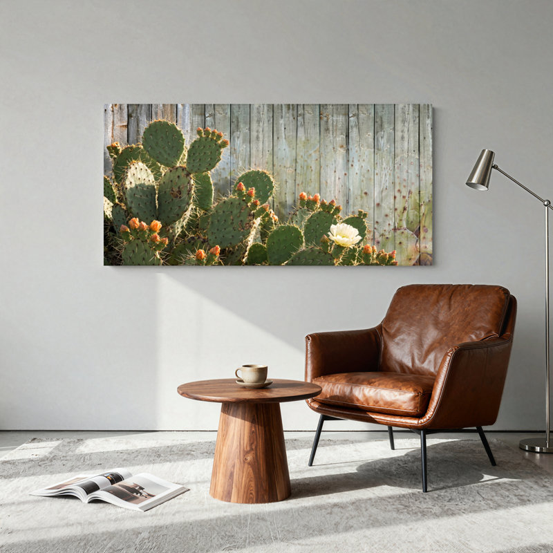 Ensemble de 1 tableau sur toile Fleur de cactus, L 32 po x H 16 po, Toile tendue