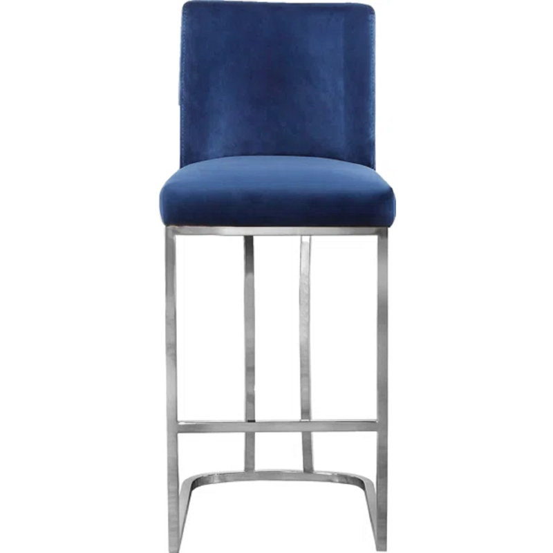 Heidi 26" Counter Stool, Navy Velvet, Chrome