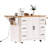 56 Inch Kitchen Island With Rubber Wood Veneer Drop Leaf, Power Outlet, 4 Door Shelves, Embossed Vertical Stripe Rolling Kitchen Cart On 4 Wheels With 6 Deep Drawers For Kitchen, Dining Room-1626415558