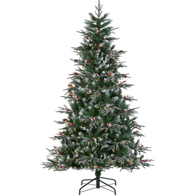 Green Realistic Spruce Christmas Tree with 500 LED Chasing Lights and Pinecones