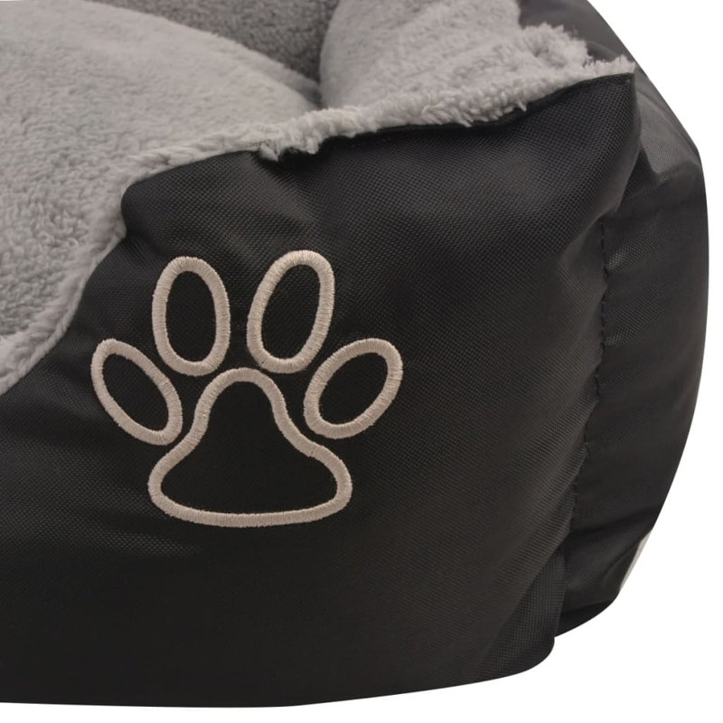 Lit pour chien en tissu enduit de polyuréthane et fausse fourrure Oxford, H 7,5 po x l 29,5 po x P 22,8 po, Noir