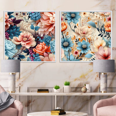Tavon - Ensemble de 2 collages carrés floraux