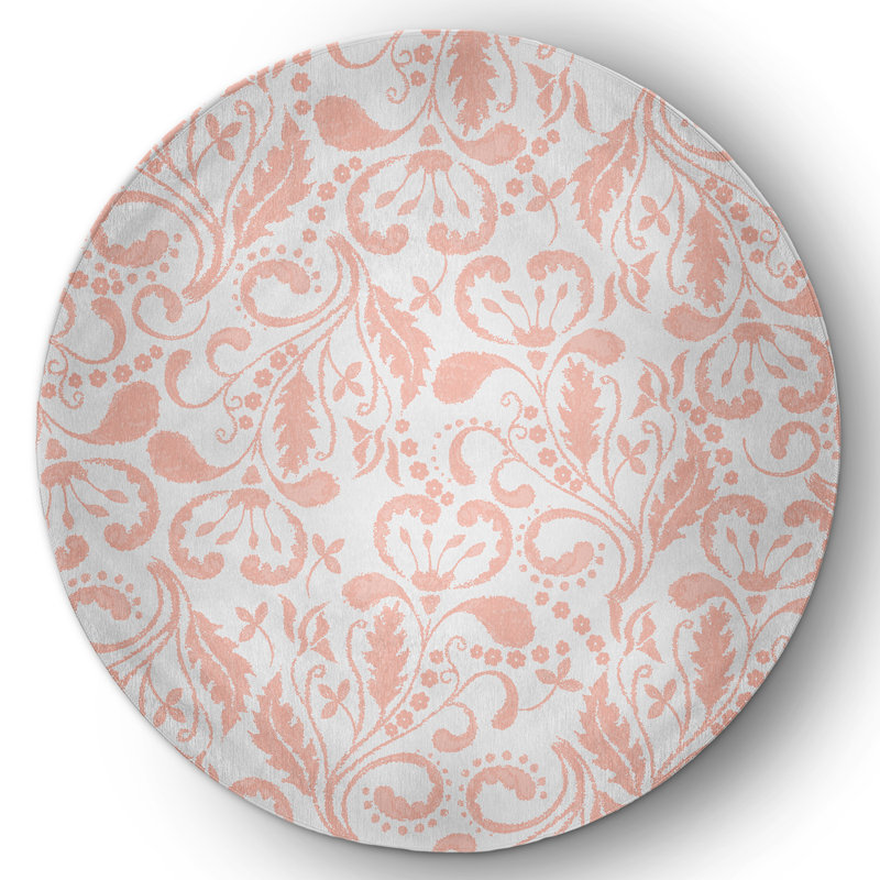 Chenille Floral Indoor Rug, Round 5'