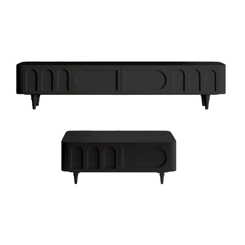 Meuble télé et table basse French Retro, Noir, noir, noir, noir
