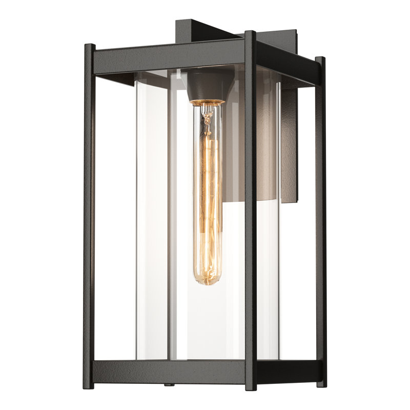 Cela Outdoor Wall Lantern, Coastal Black, 16.3" H x 8" W x 8.9" D, Clear Glass