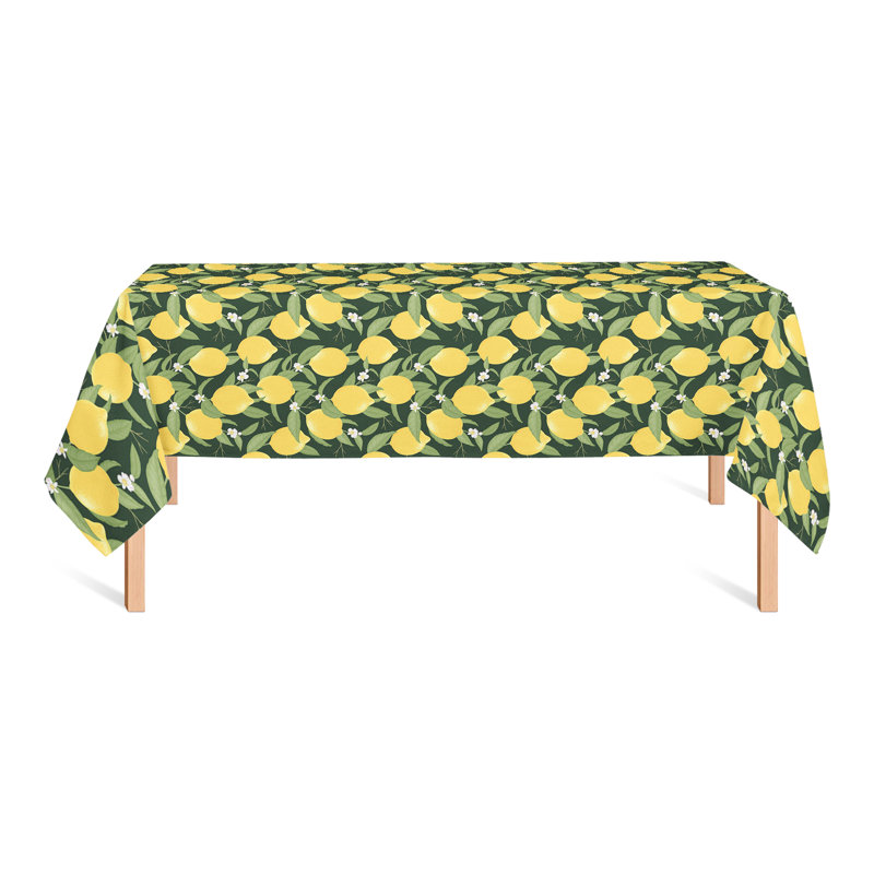 Nappe blanche à motif citron 3, Vert