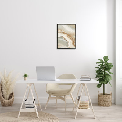Ae-883 " Abstract Stream Water Design Brown Beige Grey "
