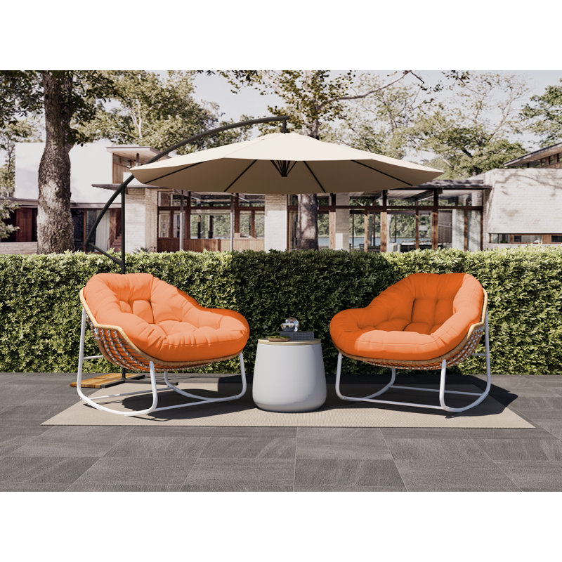 Chaise d'extérieur Cadynce, Orange, Blanc/naturel
