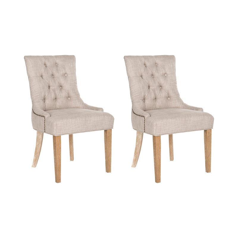 Baumgarten 49.53cm H Tufted Upholstered Parsons Chair, Grey, Whitewashed