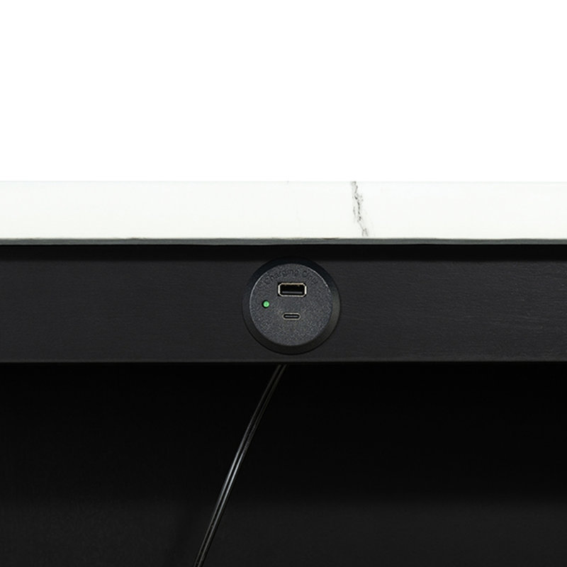 Ensemble de salle à manger 3 pièces avec table rectangulaire, tabourets en tissu et 2 tabourets blancs noirs, table ultrabrillante noir / blanc /