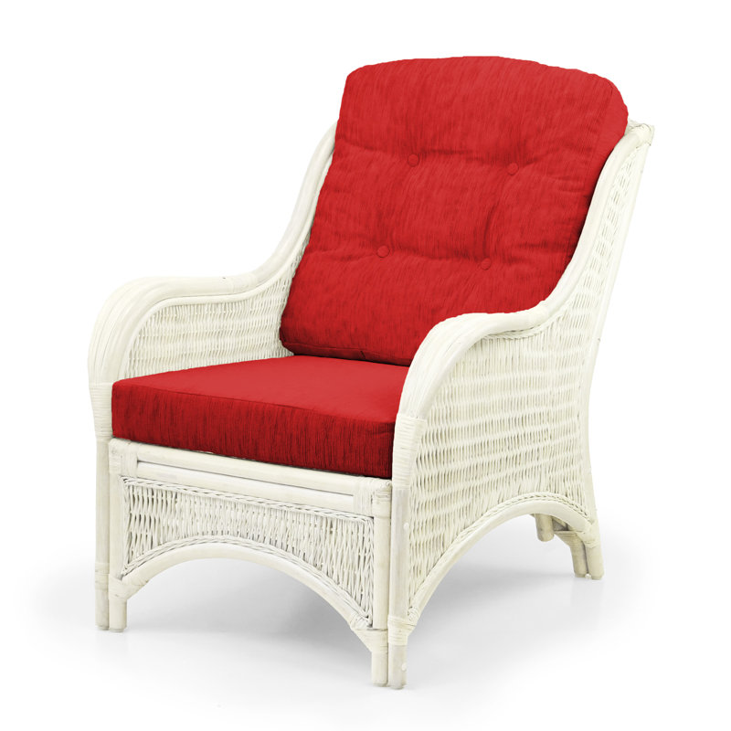 Boba Upholstered Armchair, Red Polypropylene/Olefin, White