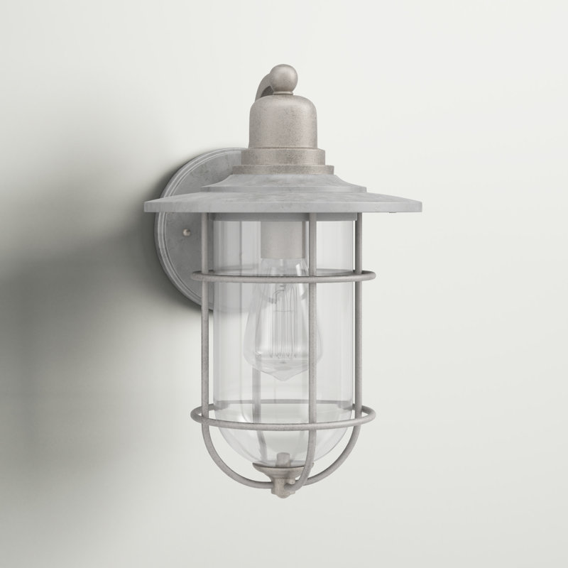 Ulmston 1 Light Outdoor Wall Sconce Barn Light, Galvanized, 11" H x 7" W x 7" D
