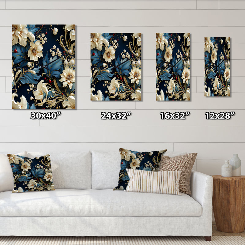 Horloge murale Regal Floral Elegant Striped Harmony II, Petit