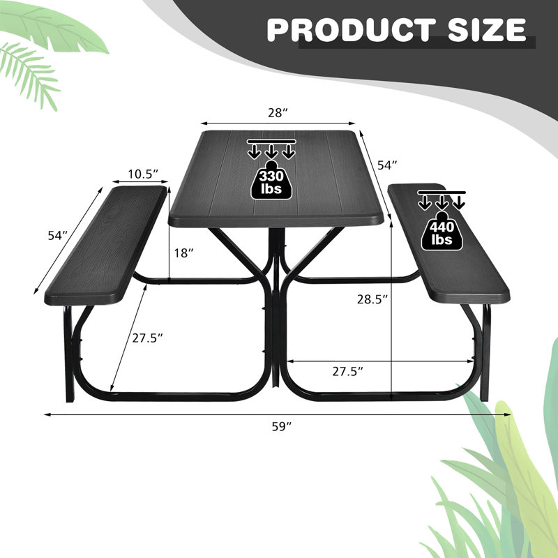 Kutlay 4 - Person Metal Patio Dining Set with Rectangular Table, Black