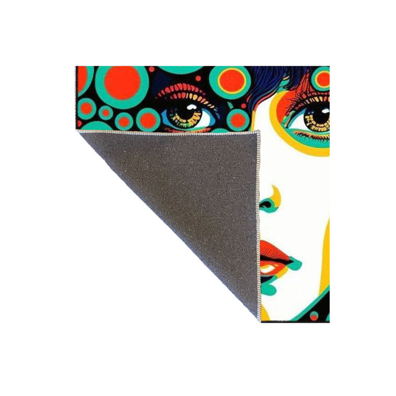 Ball and Woman Face Colorful Patterned Woven Base Rug, Runner 2'6" x 6'7" Rug Pad Included