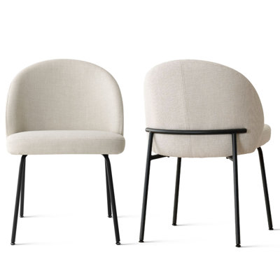 Chaises d'appoint de salle à manger rembourrées modernes avec dossier courbé et siège rembourré