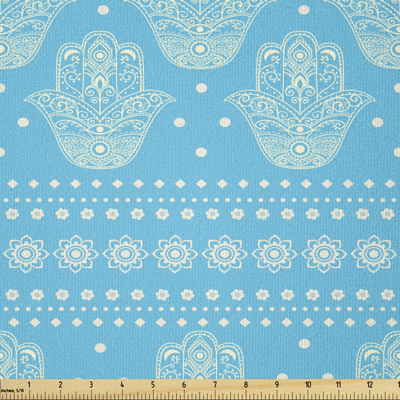 Tissu Hamsa par The Yard, thème des mains Hamsa à motif géométrique et motif floral, l 36 po x L 360 po