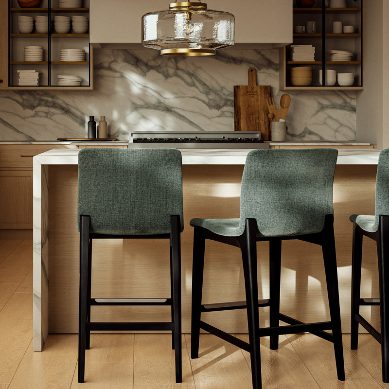 Modern Brazilian - Godan Stool, Jackpot Teal Seat/Ebano Frame, Counter Stool (25.25” Seat Height)