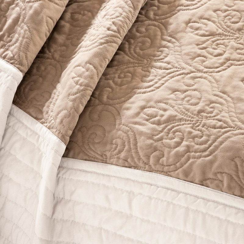 Courtepointe 7 pièces pour très grand / très grand lit beige, avec fonction médaillon, taies décoratives européennes et coussins décoratifs, lavage à la machine beige, pièces, option de jeté simple