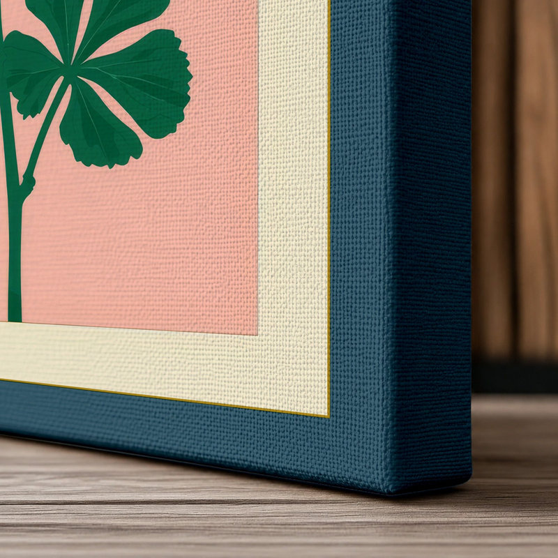 Single Stem in Pink Botanical - Wrapped Canvas, 24x16 - 61.0 x 40.6 cm, Teal Border