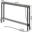 Table de canapé avec prise et port USB, console de 48 po derrière le canapé avec structure en acier, gris