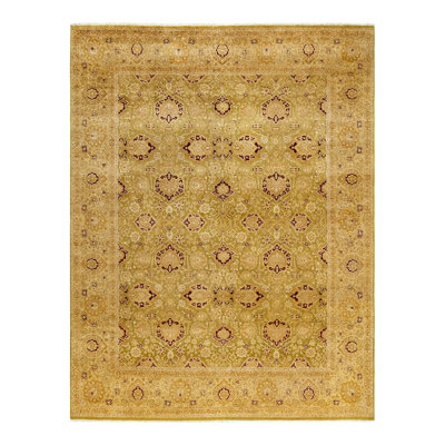 Tapis ivoire traditionnel noué à la main de conception unique 8 pi 1 po x 10 pi 7 po Keenan
