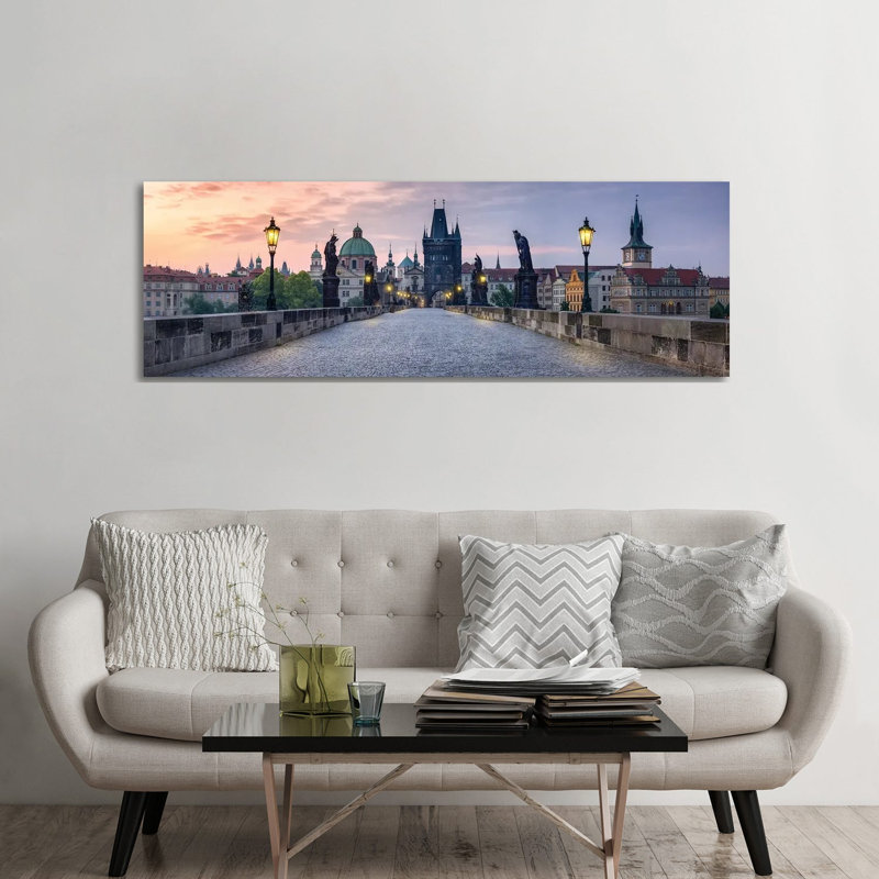 Panoramic View Of The Charles Bridge In Prague, Czech Republic by Jan Becke - Wrapped Canvas Panoramic Print
