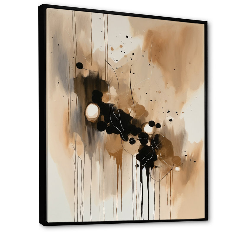«Brown Mindful Abstraction IV», reproduction d'art sur toile abstraite, L 12 po x H 20 po, Cadre flottant noir
