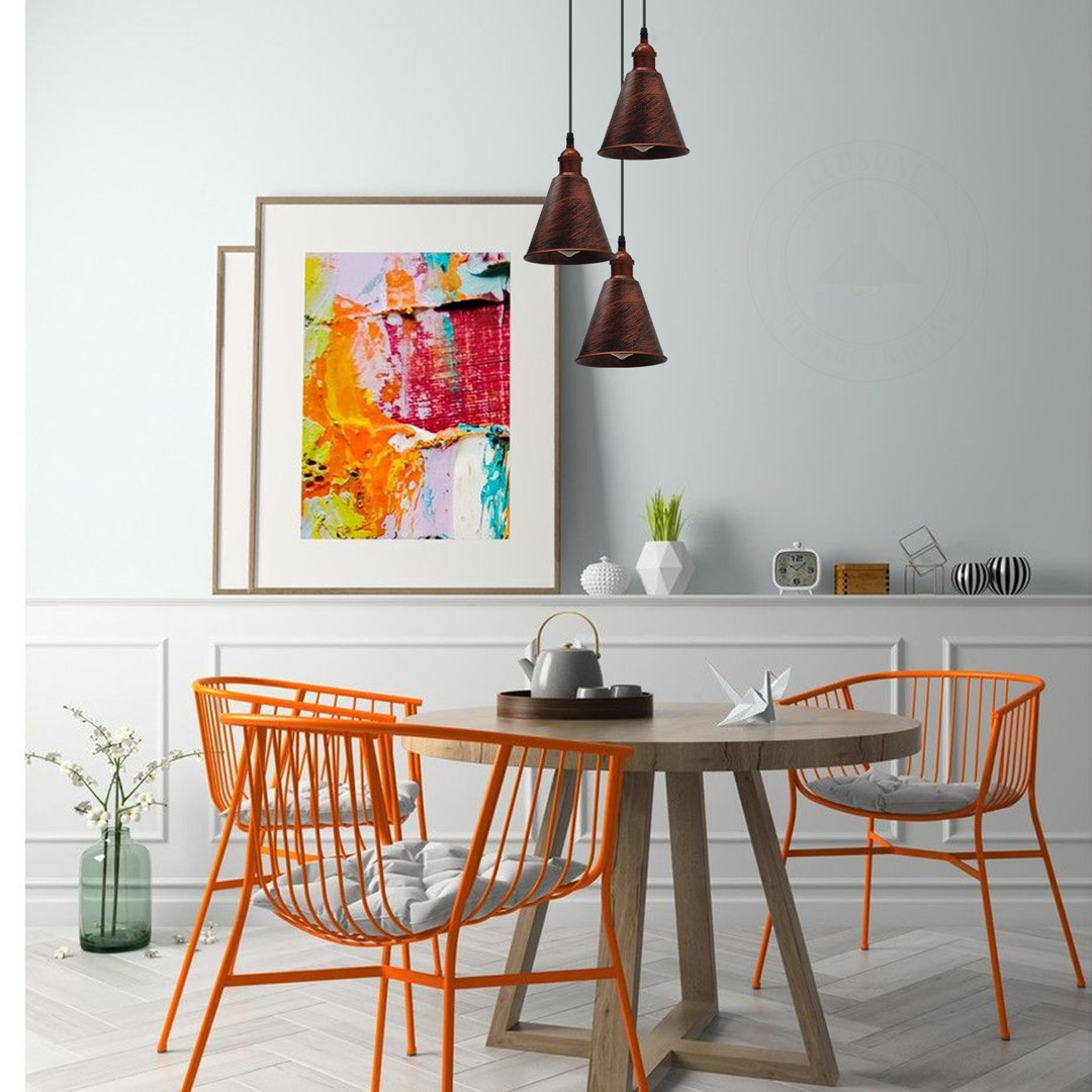 Ira 3 - Light Rustic Red Cluster Pendant