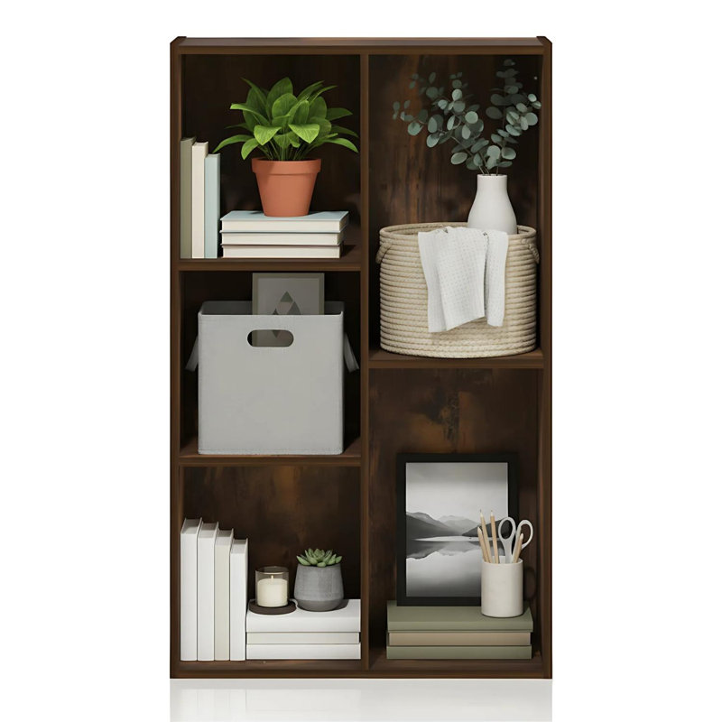 Luder 5-Cube Reversible Open Shelf Amber Pine Cube Organizer Living Room Storage Modern