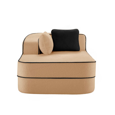 Left Chaise Sofa W/Pillows Teddy Fabric