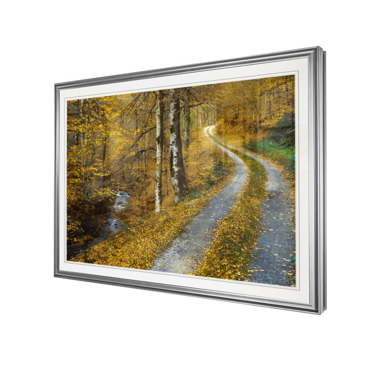 « winding road », reproduction d’impression, H 30 po x l 45 po x P 1,5 po, Cadre argenté