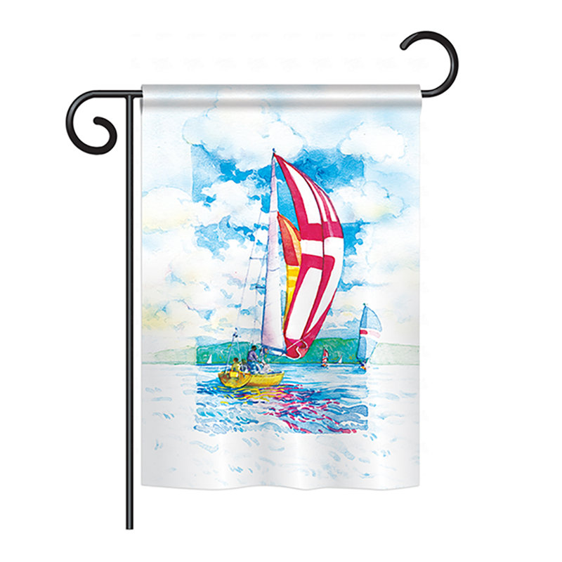 Drapeau maison en polyester à 2 côtés voiliers, H 18,5 po x l 13 po