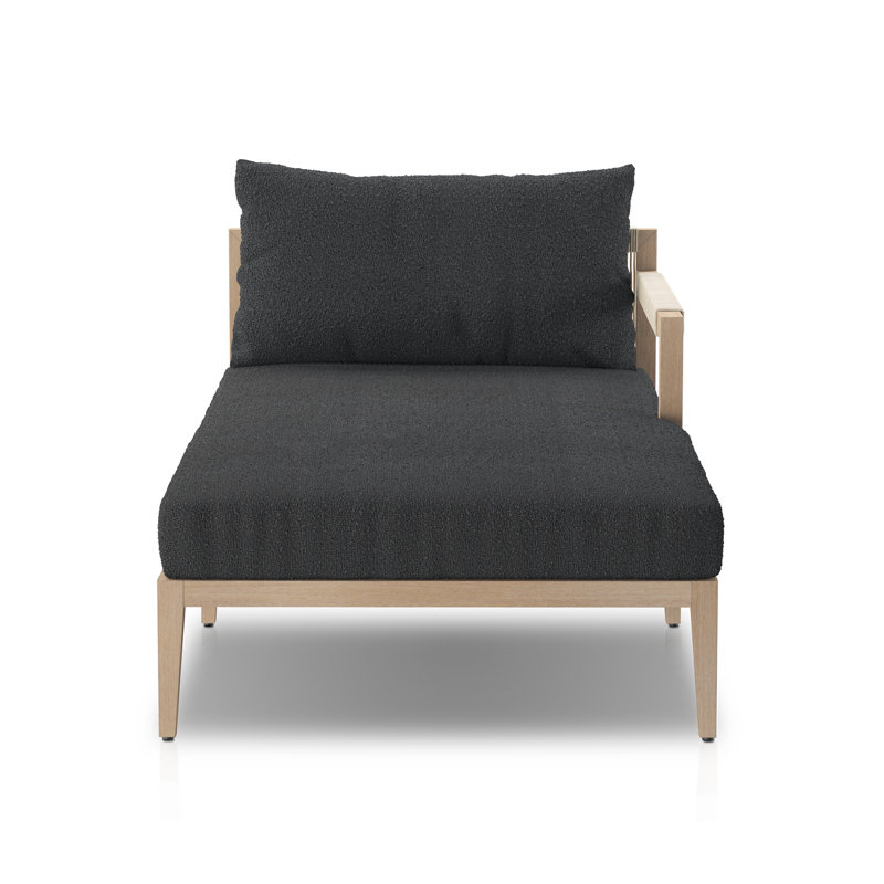 Sherwood Outdoor Chaise Lounge, Fiqa Slate Boucle, Weathered Gray/Dark Gray