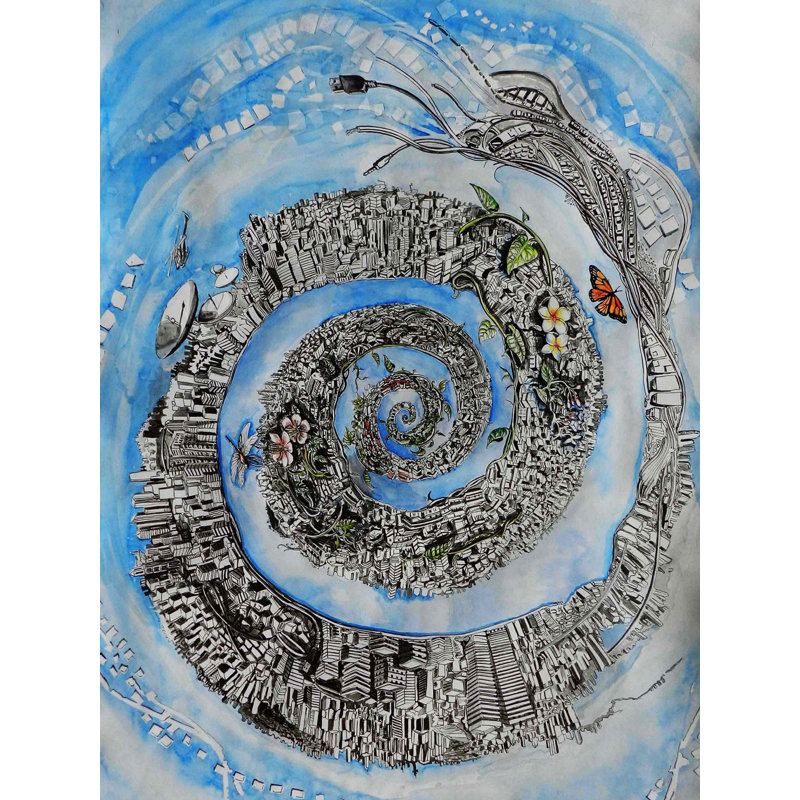 Le monde électrique | Encre sur papier | Par Ramesh Talabathula