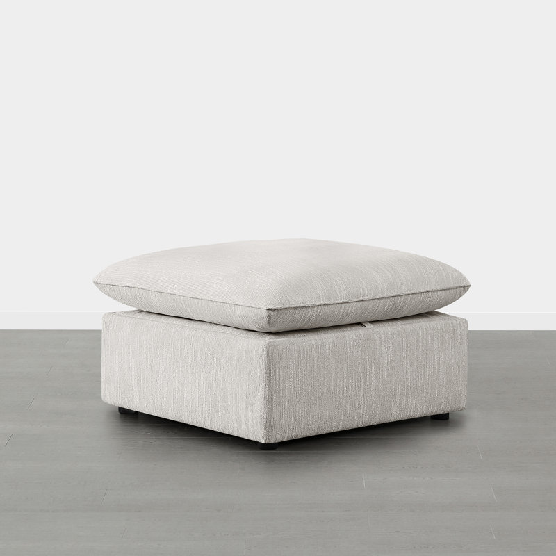 Greylan Upholstered Ottoman, Light Gray Polyester