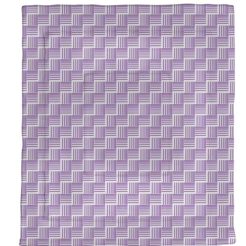Édredon réversible en microfibre Dana Strider, Édredon très grand, Violet / rayé blanc cassé