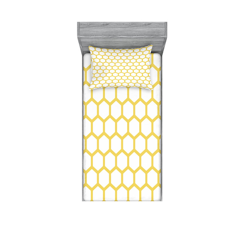 Drap-housse et coussin décoratif Ambesonne, Ensemble de draps pour lit simple + 3 pièces supp
